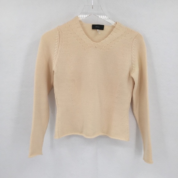 Zanone wool cream ivory cropped sweater v-neck 40 XS X-Small - Picture 1 of 5